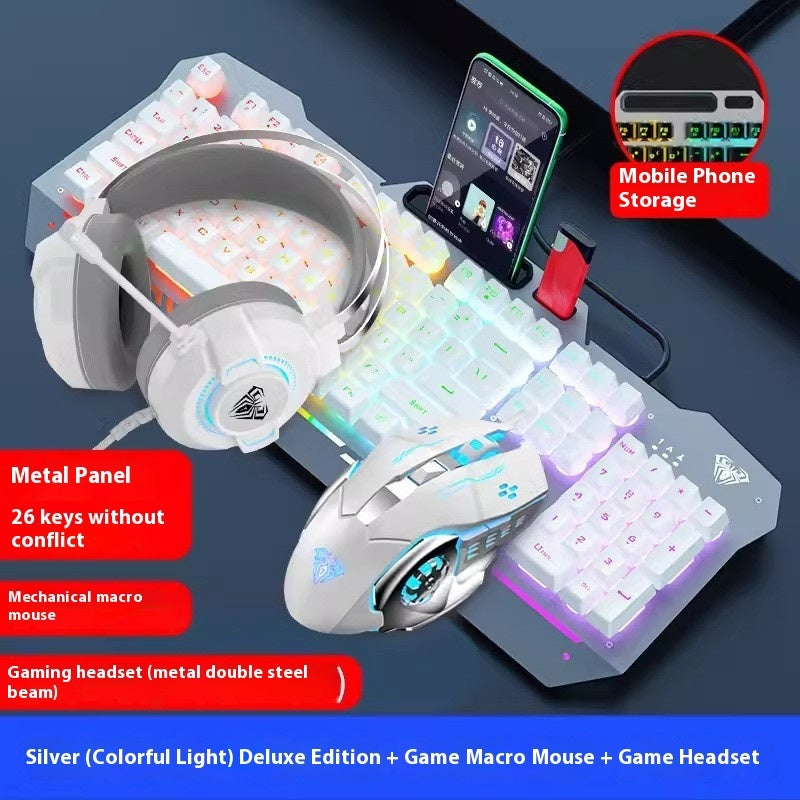 RGB Backlit Gaming Keyboard and Mouse Set  | Mechanical Feeling Wired Key Mouse Headset Bundle