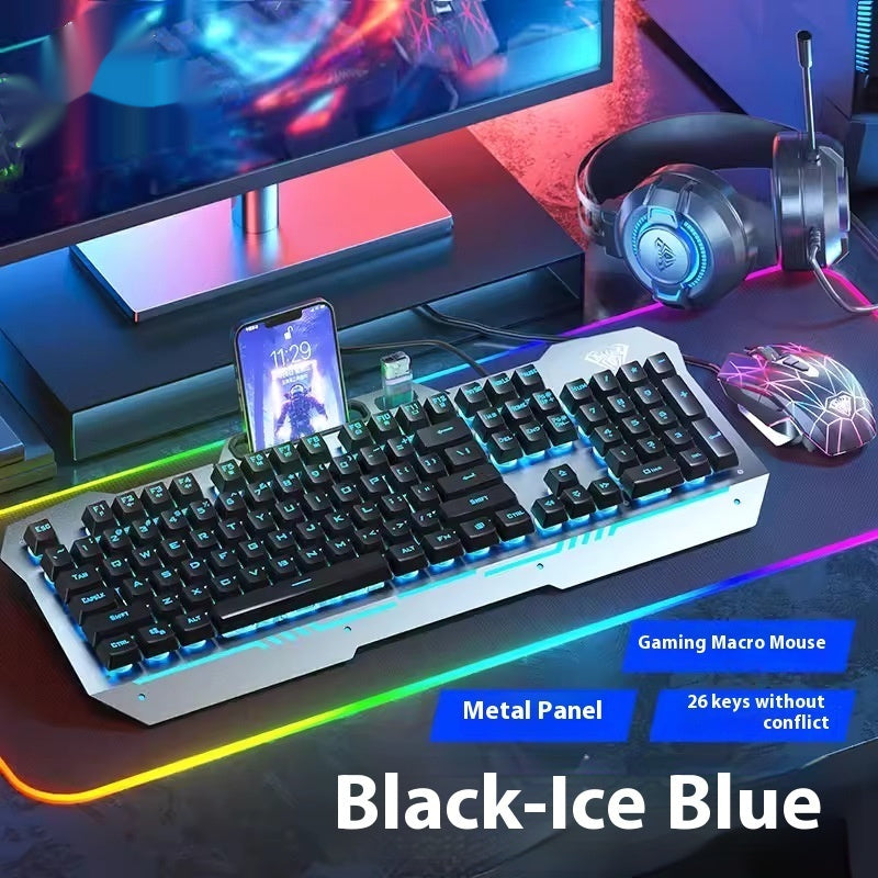 RGB Backlit Gaming Keyboard and Mouse Set  | Mechanical Feeling Wired Key Mouse Headset Bundle