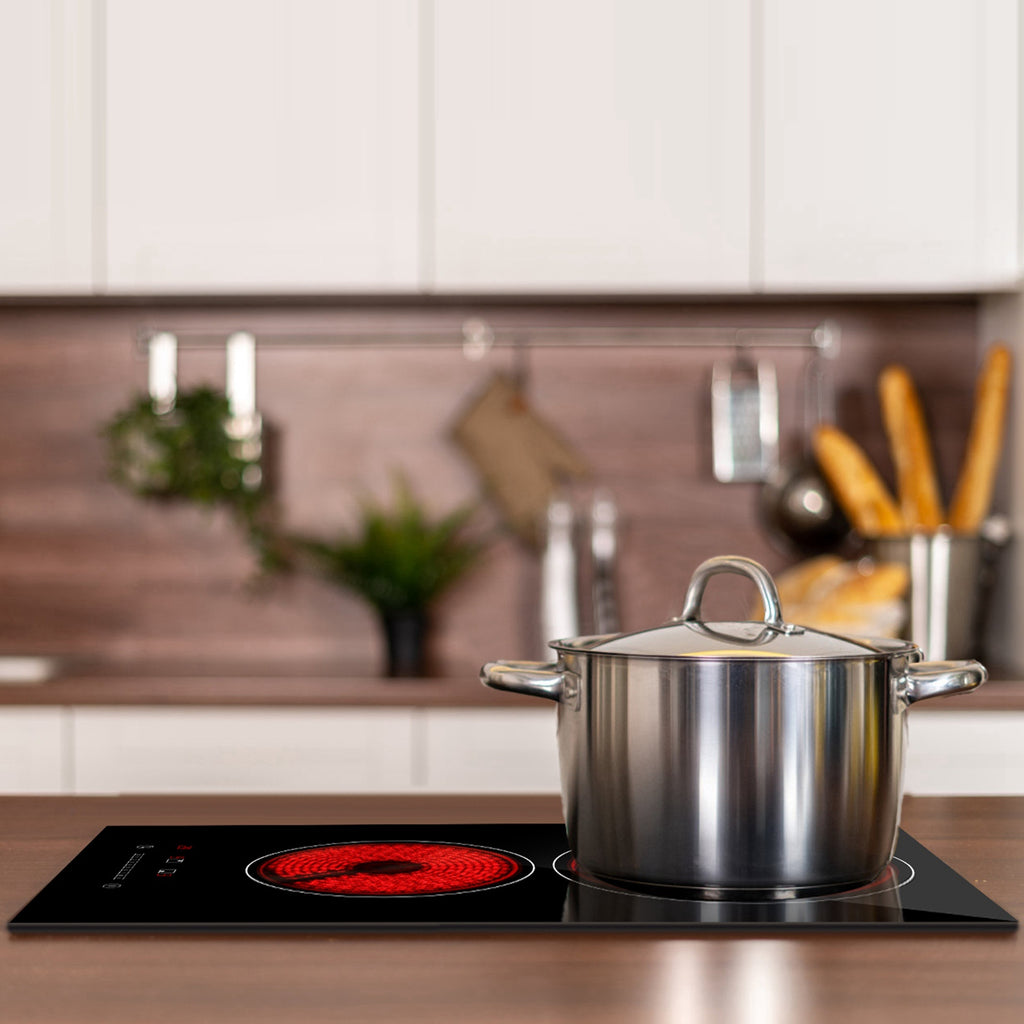 Dual Induction Burners Electric Cooktop 110V Total 1900W Electric Stove Built In Electric Ceramic Stove With Timer Setting 9 Firepower Levels Over Heating Protection