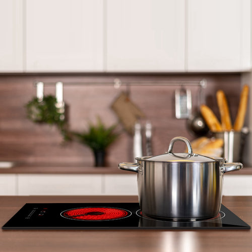 Dual Induction Burners Electric Cooktop 110V Total 1900W Electric Stove Built In Electric Ceramic Stove With Timer Setting 9 Firepower Levels Over Heating Protection