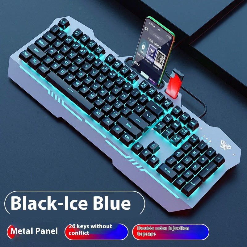 RGB Backlit Gaming Keyboard and Mouse Set  | Mechanical Feeling Wired Key Mouse Headset Bundle