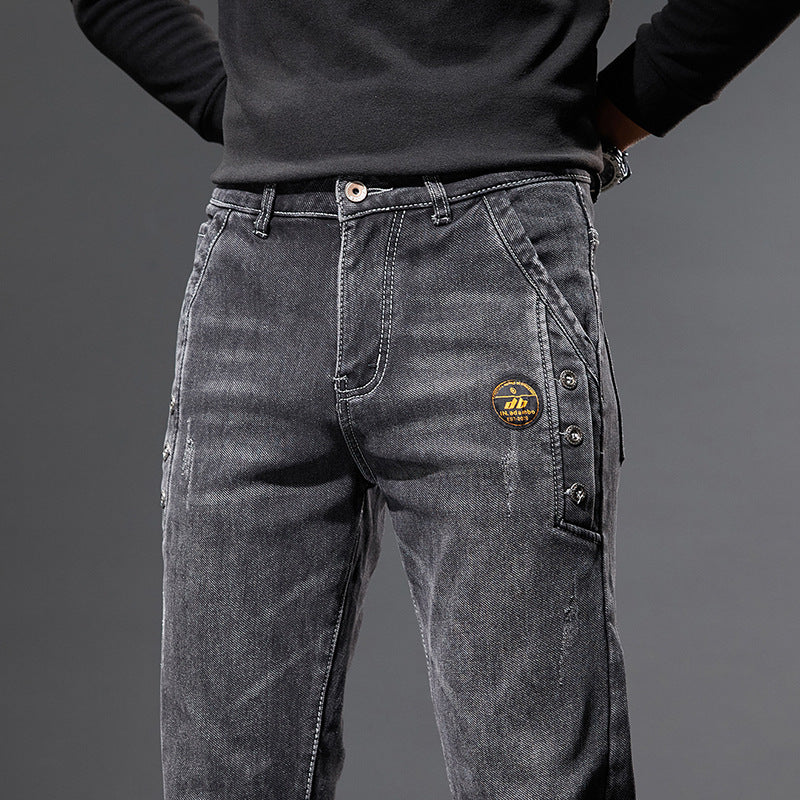 Mens Autumn Denim Jeans Casual Pants