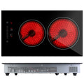 Dual Induction Burners Electric Cooktop 110V Total 1900W Electric Stove Built In Electric Ceramic Stove With Timer Setting 9 Firepower Levels Over Heating Protection