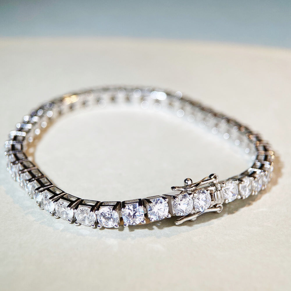 Sterling Silver Tennis Chain Moissanite Necklace Moissanite Braceletunisex Design