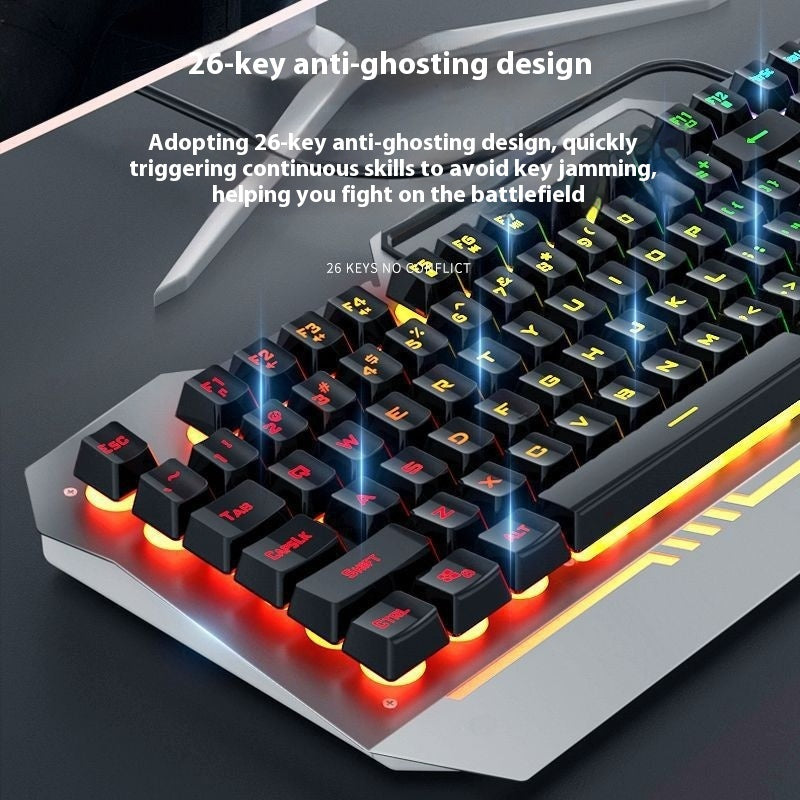 RGB Backlit Gaming Keyboard and Mouse Set  | Mechanical Feeling Wired Key Mouse Headset Bundle