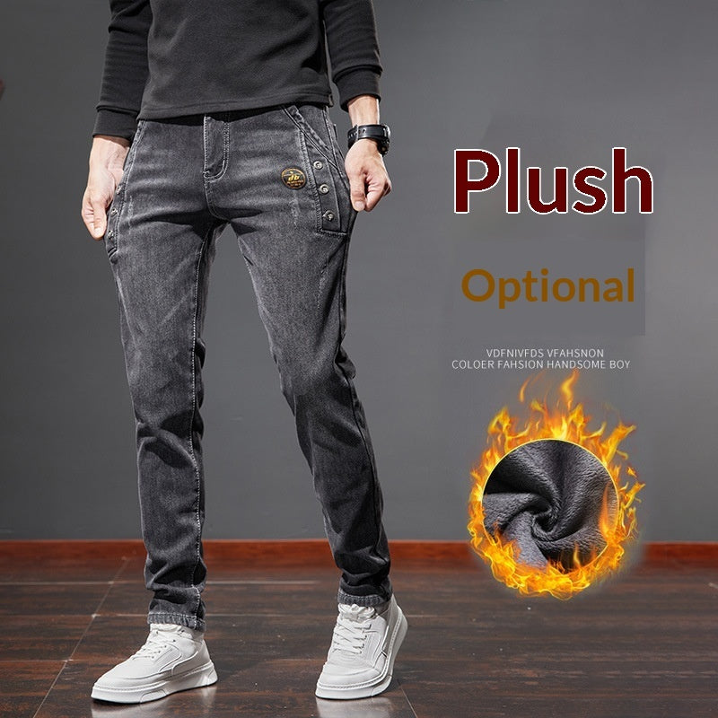 Mens Autumn Denim Jeans Casual Pants