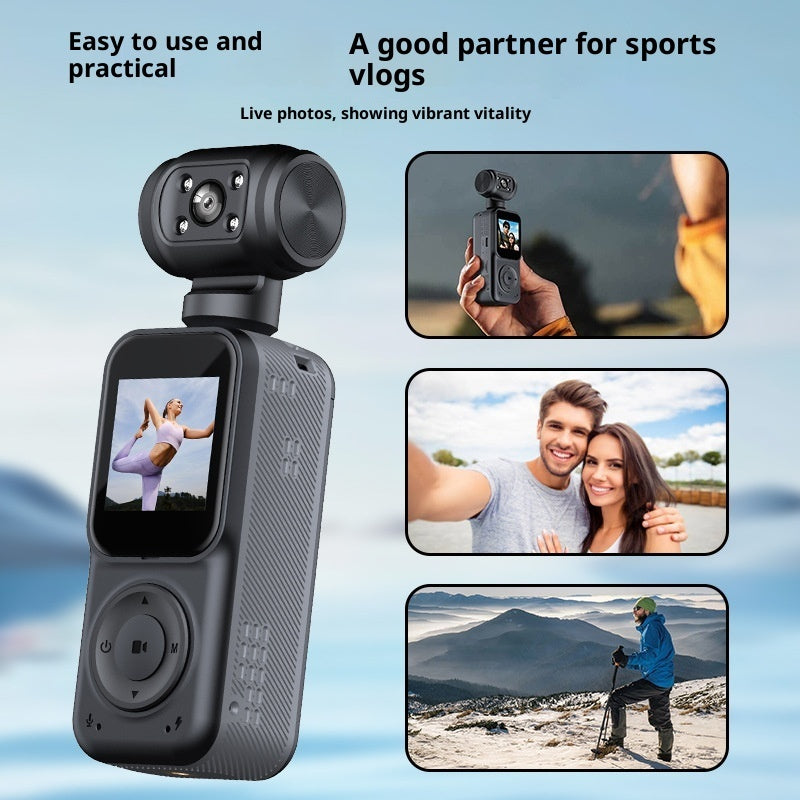 Ultra 4K Pocket Vlogging | Handheld Portable Video Camera with WiFi, LCD Screen, Face Tracking, Rotation