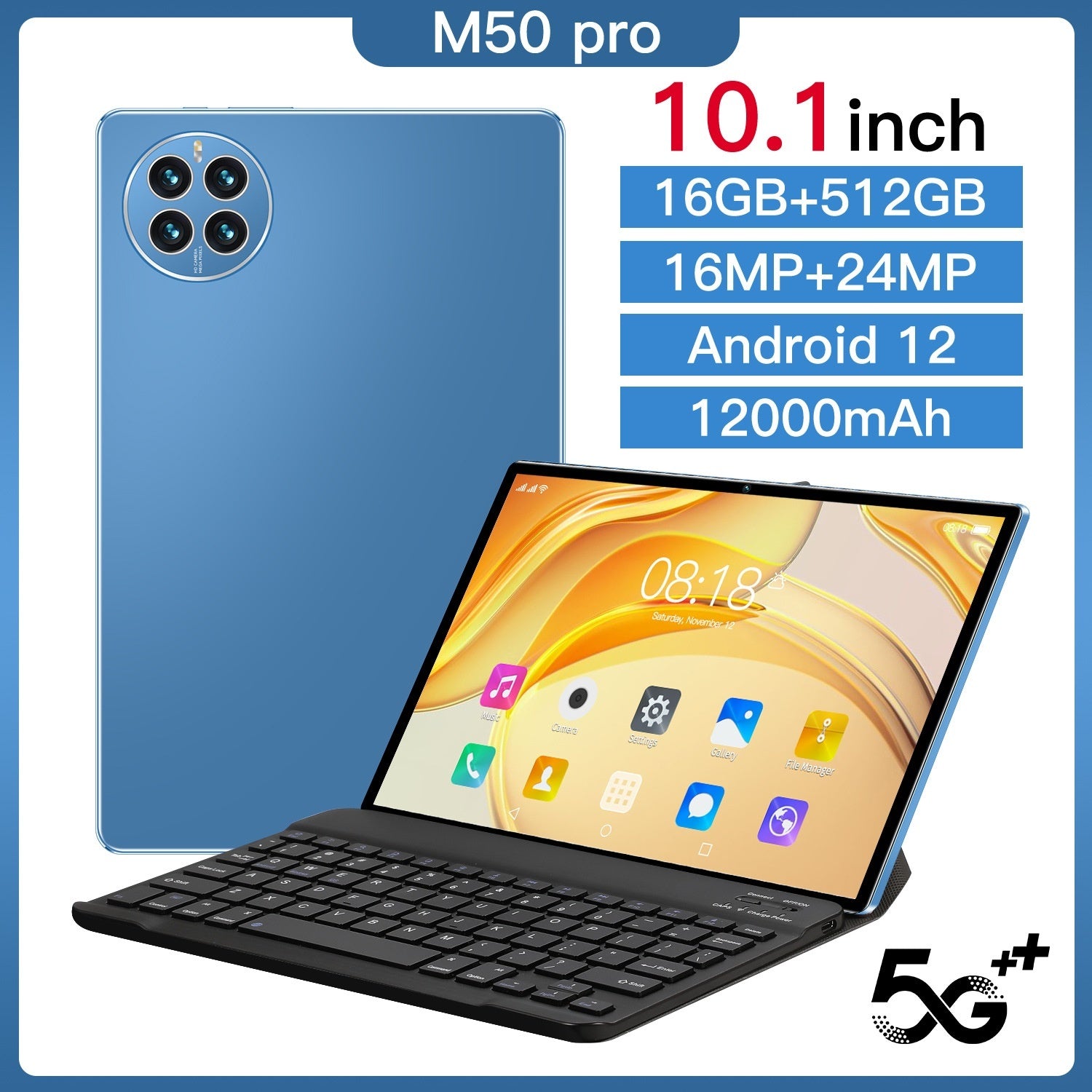 M50 PRO ANDROID 12 Portable Home Tablet Computer | 16GB + 512GB | 16MP + 24MP | 12000mAh | DUAL SIM|