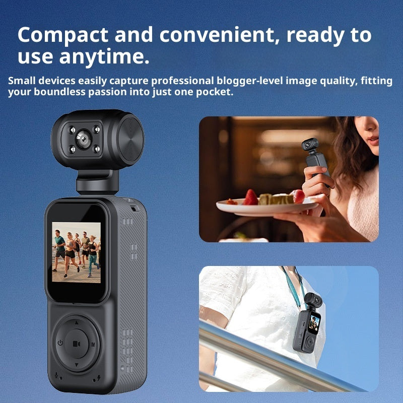 Ultra 4K Pocket Vlogging | Handheld Portable Video Camera with WiFi, LCD Screen, Face Tracking, Rotation