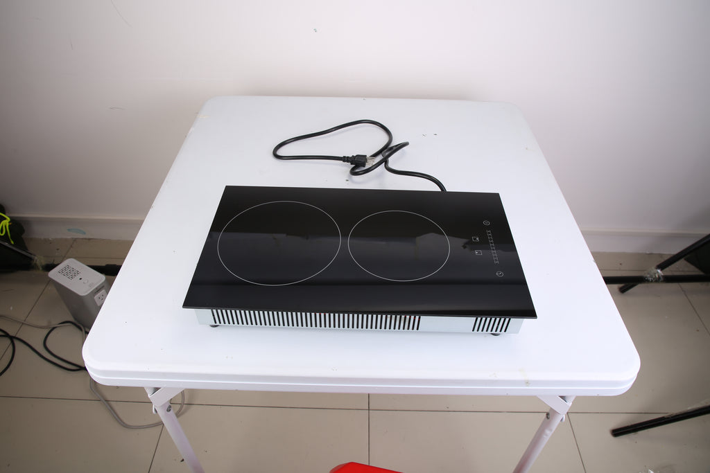 Dual Induction Burners Electric Cooktop 110V Total 1900W Electric Stove Built In Electric Ceramic Stove With Timer Setting 9 Firepower Levels Over Heating Protection