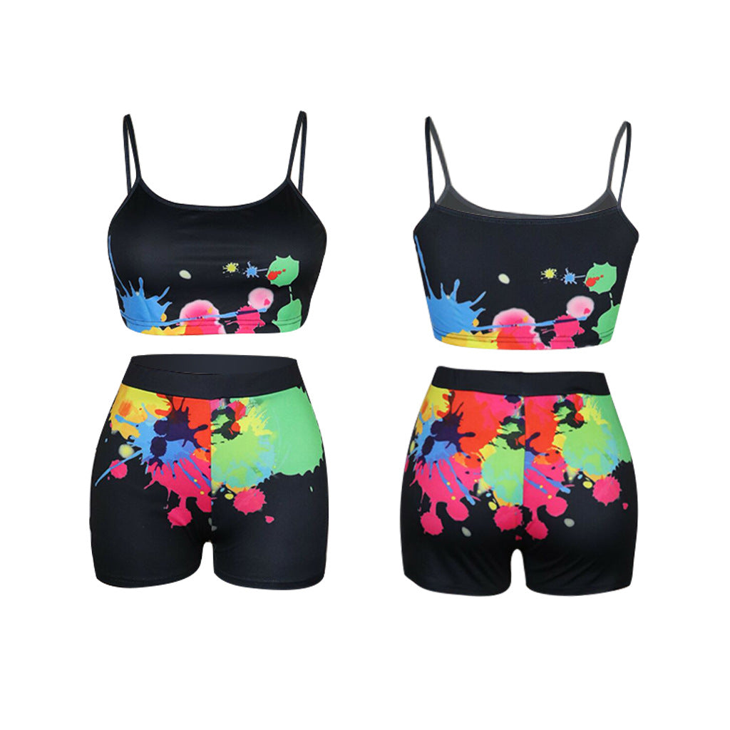Ladies' Spoof Nostalgic Letter Printed Sports Suit Two-piece