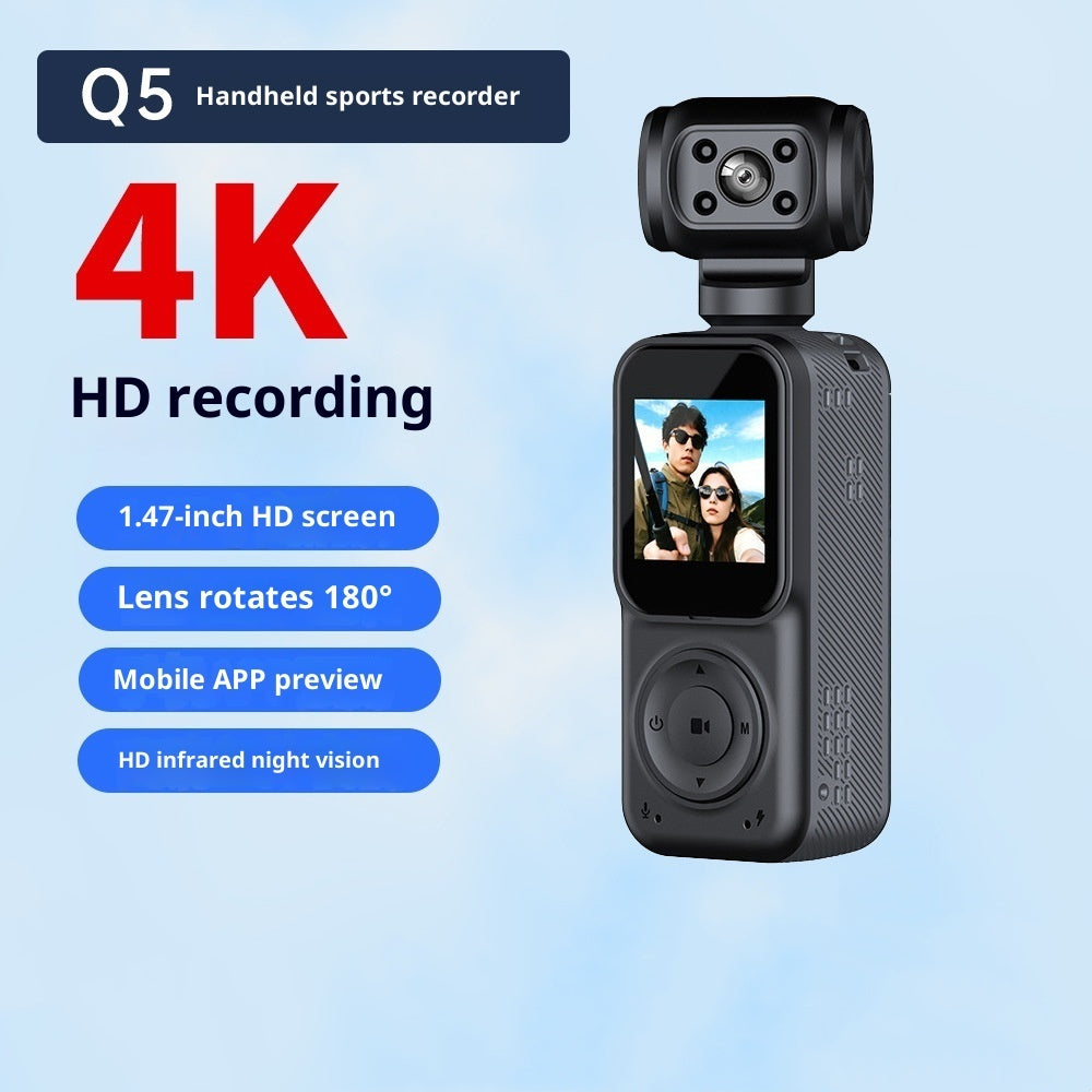 Ultra 4K Pocket Vlogging | Handheld Portable Video Camera with WiFi, LCD Screen, Face Tracking, Rotation