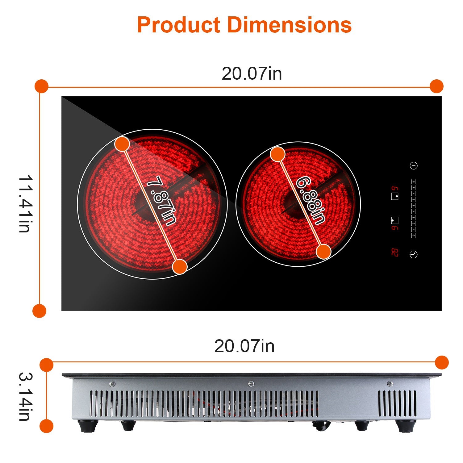 Dual Induction Burners Electric Cooktop 110V Total 1900W Electric Stove Built In Electric Ceramic Stove With Timer Setting 9 Firepower Levels Over Heating Protection